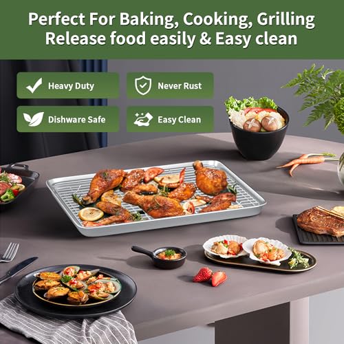 Baking Sheet with Cooling Wire Rack Set - Stainless Steel Baking Sheet Pan - size: 16"，12"，10"