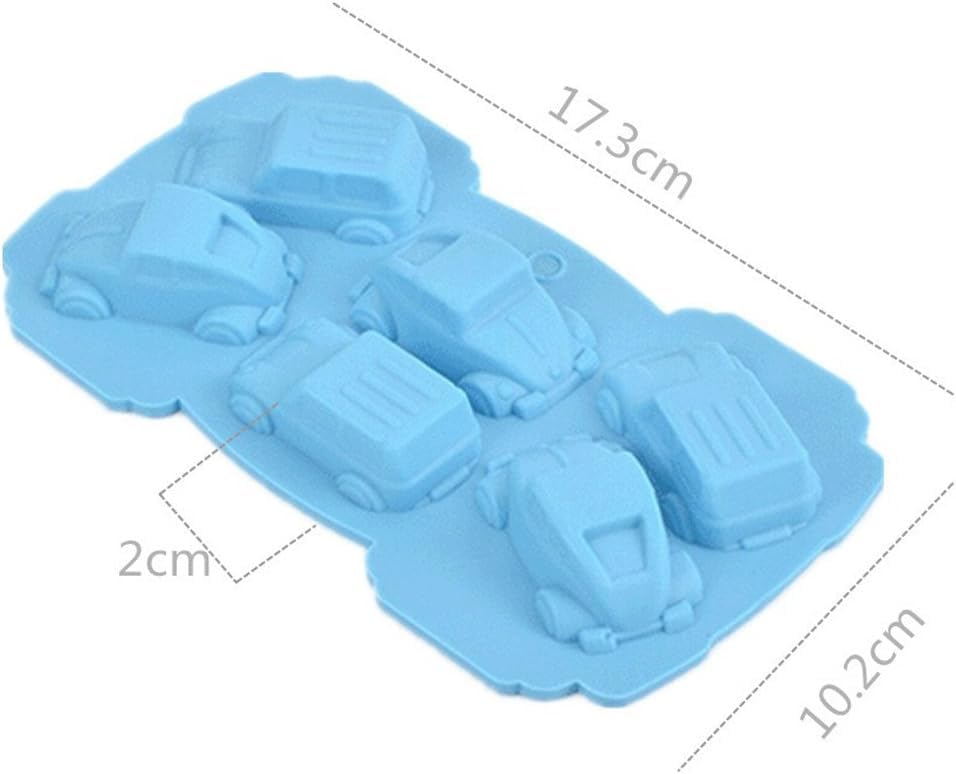 1 PACK 6 Cavities Small Cars Shape Silicone Cake Mold