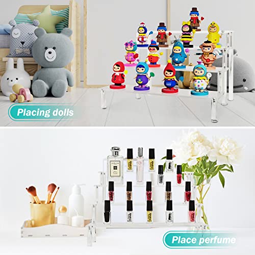 Acrylic Display Risers Cupcake Stand for Food Desserts,Perfume Organizer 4 Tier Clear Shelf Display Stand Funko POP Collections,Perfume Stand for Organizer and Decoration(12 x 8 x 6 Inch)