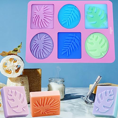 Tropical Leaf Soap Molds, 2 Pack Leaf Embossed Silicone Mold 12-Cavity - color: Tropical Leaf Soap