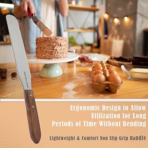Wooden Handle Butter Cake Icing Spatula Spreader Pastry Decorating Tool Stainless Steel,Grilling, Baking Cooking Kitchen Utensil (5" Blade) - size: 5" Blade