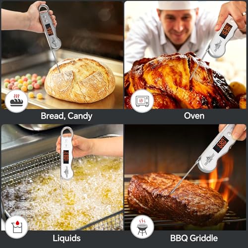 0.3s Fast Read Meat Thermometer – USB-C Rechargeable, Silvery - color: Silvery