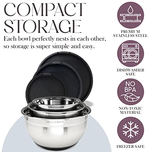 Bellemain Stainless Steel Mixing Bowls with Airtight Lids Set - Set of 5 - size: 5 Piece