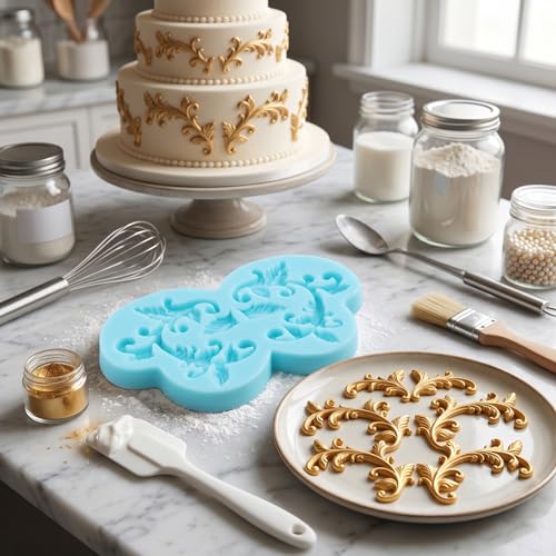 Baroque Fondant Silicone Mold Vine Grass Cake Border Mold - color: Style F