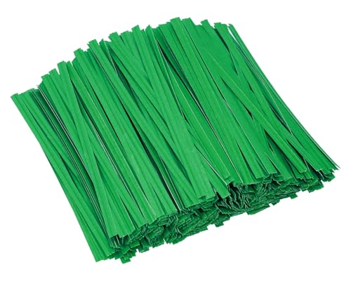 ONLYKXY 500pcs Kraft Paper Twist Ties Plant Ties 4inch Reusable Bread Twist Ties cake pop ties Cable Ties Candy Ties for Bags (Green) - color: Green