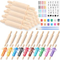 DoubleFill 30 Pack Mini Rolling Pin for Crafts, 5 Inch Wooden Rollers