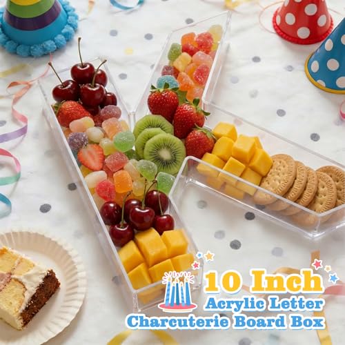 Ledido Reusable 10'' Fillable Acrylic Charcuterie Board Box Letter K - color: Letter K