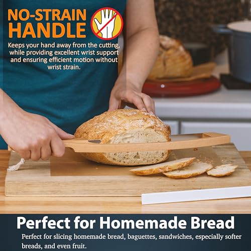 Bread Knife for Homemade Bread 17" Wooden Sourdough Bread Knife - 2 Blades - color: Yellow