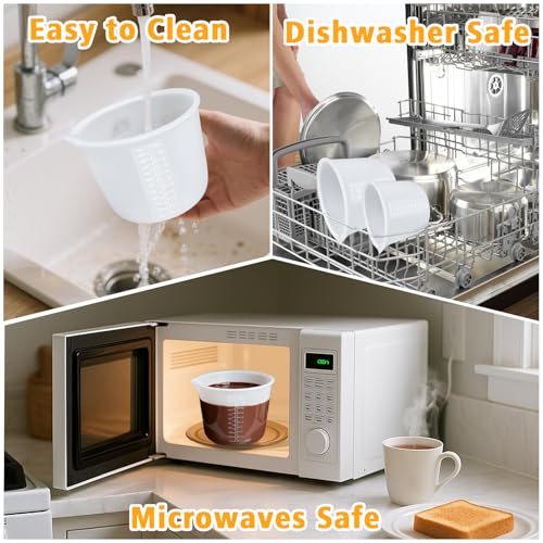 Silicone Chocolate Melting Cup Set with 6 Silicone Measuring Cups (250ml & 350ml & 600ml &1000ml) and 4PCS Heat-Resistant Jar Spatulas, Non-Stick Baking Tools for DIY Chocolate, Butter & Cream Mixing - size: Jar Spatulas*4 +250ml*2+350ml*2+600ml+1L