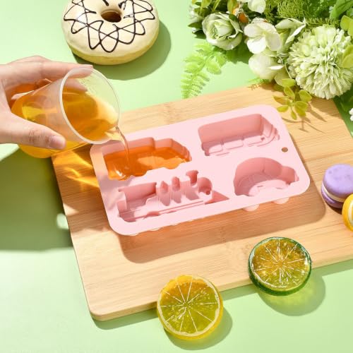 Airssory 2 pcs Transportation Theme Silicone Fondant Molds Train Car Truck Bus Vehicle Traffic Moulds for DIY Cake Chocolate Pudding Jelly Candy Resin Crafts Candle Home Decor - color: Silicone Fondant Molds Train - 2 pcs