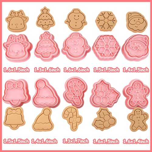 10 Piece Mini Christmas Cookie Cutters, 3d Xmas Theme Cookie Stamps