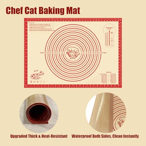 28" x 20" Silicone Baking Mat with Measurements, Red