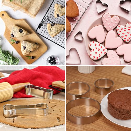 HARFINGTON Oval Cookie Cutter Set Stainless Steel Geometric Biscuit - style: Oval