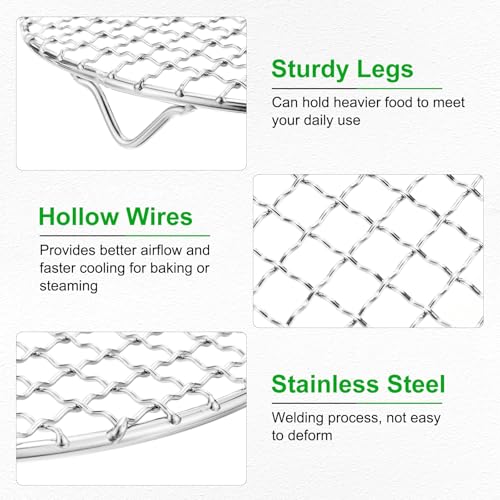 M METERXITY 1 Pack Wire Cooling Racks for Baking with Legs, Round Stainless Steel Cooling Racks for Cooking Baking Steaming BBQ, Dishwasher Safe [12.2'' x 2.6'', Free Cleaning Brush] - size: 12.2''