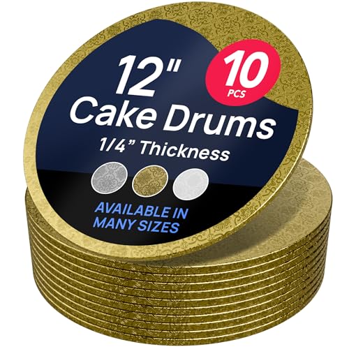O'Creme Round Cake Drum Board Gold Wraparound 12 Inch 1/4 Thick - color: Gold, size: 12"