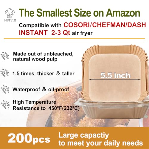 Small Air Fryer Liners, 2 qt Air Fryer Liners - size: 5.5''Square 200pcs