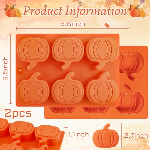 2 Pcs Pumpkin Chocolate Molds Thanksgiving Silicone Mold Fall Cake Molds - color: Orange