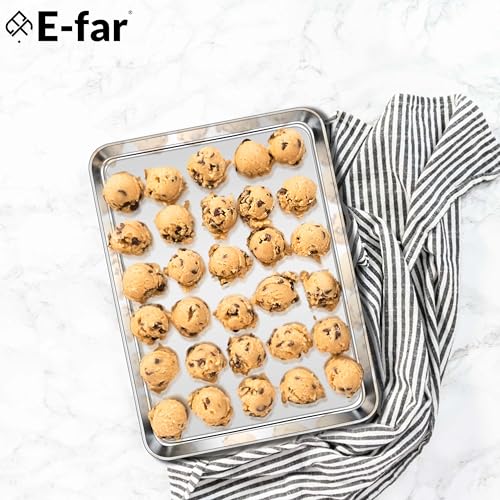 E-far Stainless Steel Baking Sheet, 18"x13" Cookie Sheet for Baking, 4PCS - size: 17.5"x13"