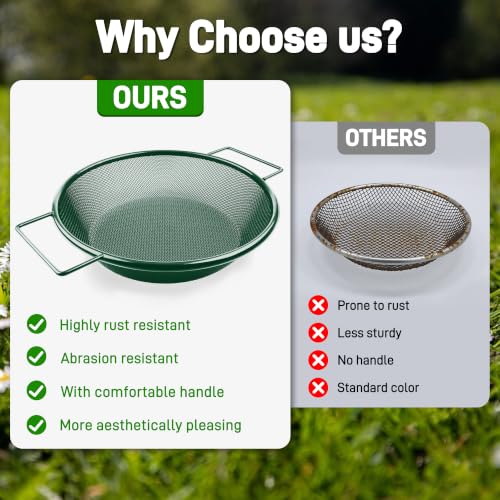 Mulctun 2Pcs Soil Sifter with Handles,Heavy Duty Dirt Sifter for Gardening - color: Green, size: 2 Pcs (2,4mm grid)