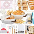 Aliggbent 38Pcs Sourdough Bread Baking Supplies – 11'' Oval & 10'' Round Cotton Rope Banneton Bread Proofing Baskets with Liners & Covers, Sourdough Starter Jar Kit, Scale, Bags & Bread Making Tools - size: 11'' 38Pcs Set