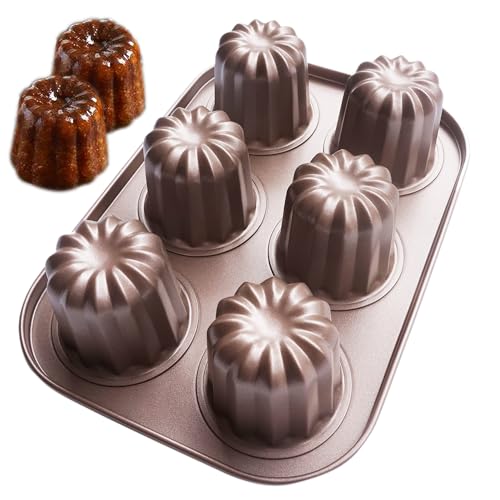 6-Cavity Nonstick Canele Molds, Mini Canelle Baking Pan - style: 03-Canele 6cups Gold