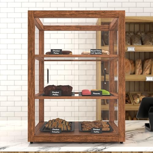 KoolMore 21 in. Upright Dark Wood Countertop Dry Bakery Display Case, Bread, Cake and Pastry Display with Tempered Glass - color: Dark Wood, size: 21 in.