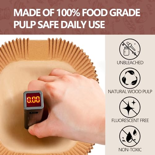 UBeesize XL10 Inch Disposable Air Fryer Liners 100 Pack Parchment Paper - size: 10 Inch Square