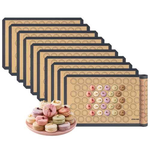 Macaron Baking Mat Silicone Non Stick, Full Sheet Reusable Pack of 10 Gray - color: Macaron Baking Mats Gray, size: Full Size Pack Of 10