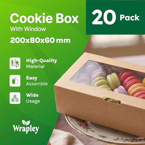 20 Pcs Cookie boxes with window, 7.87×3.15×2.36 Inches - size: 7.87" × 3.15" × 2.36"