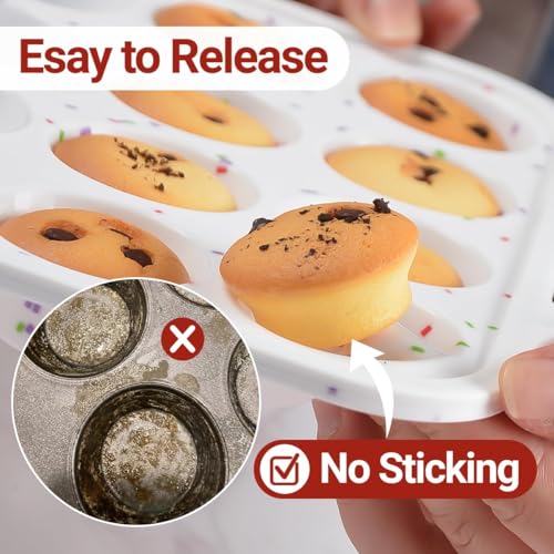 FUNBAKY Silicone Mini Muffin Pan with Metal Frame - Nonstick 24 Cups Mini Muffin Tin Handles, Oven Safe for Muffin, Cupcake, Egg Bites, Confetti - size: Mini 24-Cup: 1pc