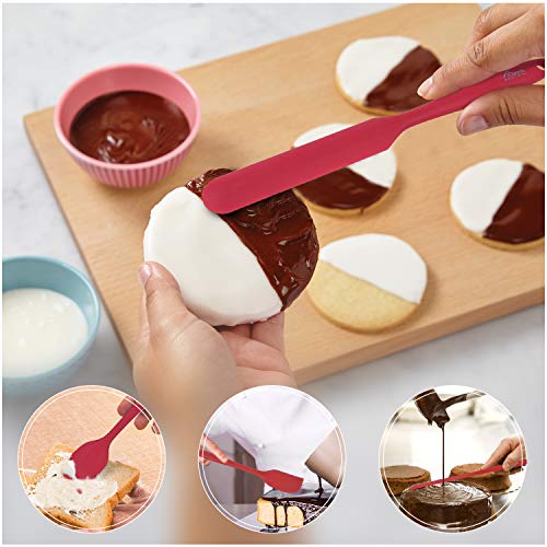 HOTEC BPA Free Silicone Rubber Spatula Set, Red, Set of 5 - color: Red