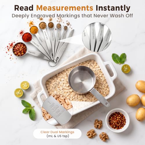 Measuring Spoons, 15-Piece Heavy Duty Stainless Steel Measuring Spoons Set - size: 15PCS