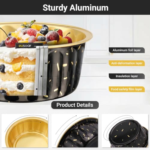 EUSOAR Aluminum Muffin Cups with Lid, 30 pack 8oz Muffin Liners Cups with Lids, Disposable Foil Ramekins, Aluminum Cupcake liners, Creme Brulee Ramekins, Aluminum Foil Cupcake Baking Cups Holders Pans - color: Black Meteor Shower, size: 30pcs, 8oz