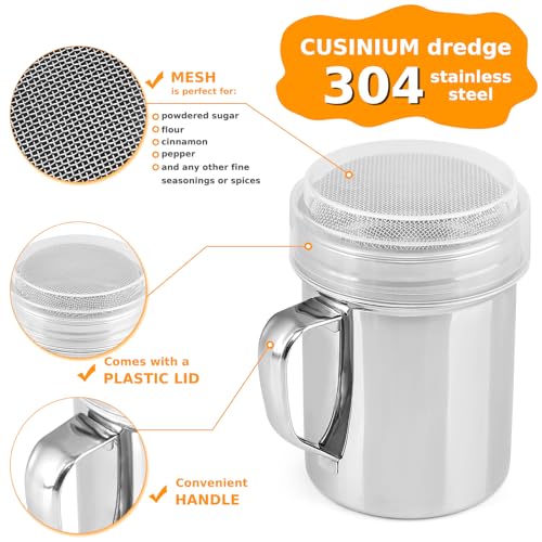 Accmor Powdered Sugar Shaker Duster, Cinnamon Shaker Flour Duster Sifter, Fine Mesh Stainless Steel Shaker for Sugar Flour Cocoa Coffee Bar, 10 Ounce, 3 Pack - size: 10 Ounce
