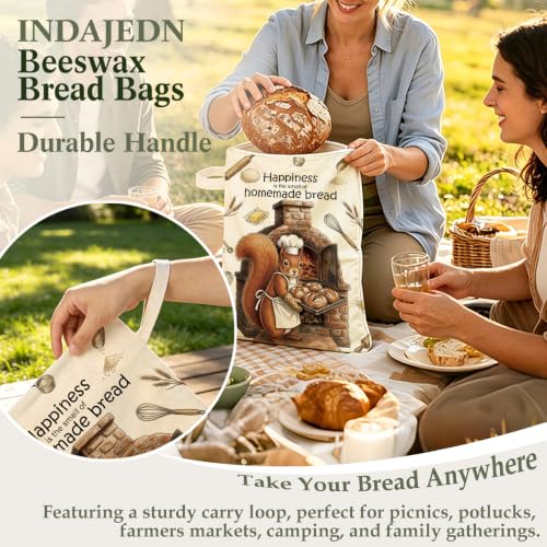 Funny Squirrel Baking Gifts Beeswax Bread Bags 2 Pack XL 13x17in - color: Funny Squirrel