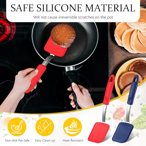 2Pcs Mini Silicone Cookie Brownie Spatula, Solid Flat, Red,Blue - color: Red,Blue, style: Solid Flat