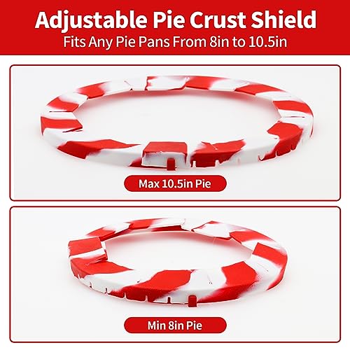 Heavy Duty Silicone Pie Crust Shield Edge Protector Fit 7-10.5 Inch Pie Pan - color: Mix Red