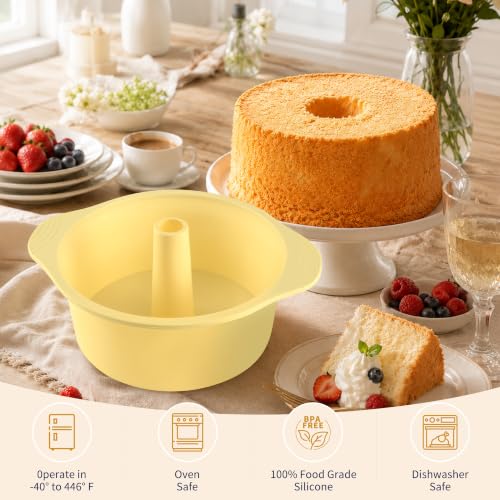 10Inch Silicone Angel Food Cake Pan with Stainless Steel Frame, 18Cups Food-Grade Silicone Angel Cake Pan for Angel Food, Pound Cake Pan, Chiffon Cake Pan - size: 10Inch Angel Food Cake Pan