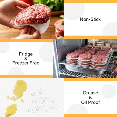 EcoDispose 300 Pcs 5" Round Non-Stick White Hamburger Patty Paper - color: White, size: 5" Round