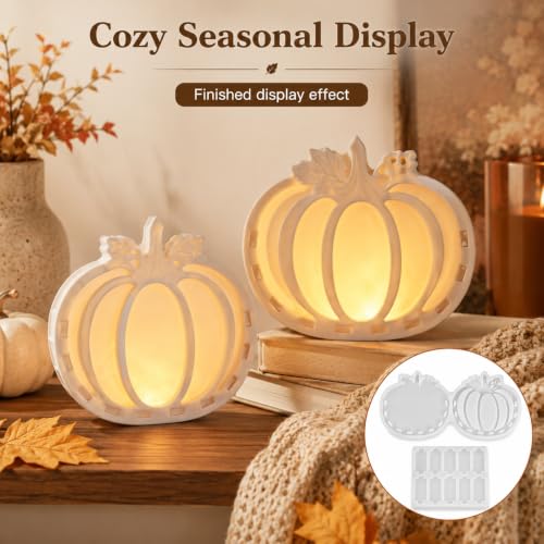3D Pumpkin Resin Molds Silicone Crafting Kit Shadow Box Lantern - color: pumpkin-2