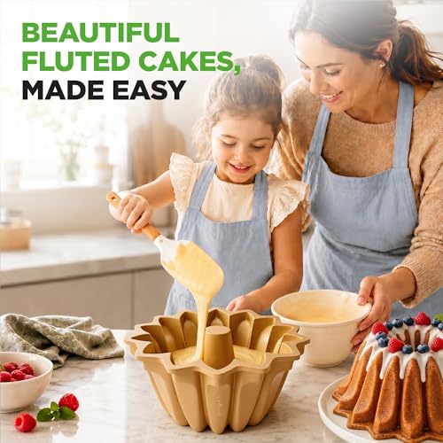 NutriChef 9 Inch Cake Pan - 7 Cups Die-Cast Aluminum Cake Mold for Baking - Sloped Edges for Uniform Baking, Nonstick for Easy Release and Even Bake, Durable Design, Ideal for Desserts and Casseroles - style: Slope