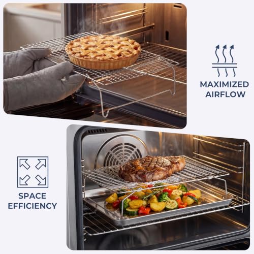 E-far Cooling Rack 15”x10”, 4-Tier Collapsible for Cooking and Baking