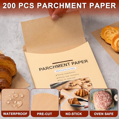 200Pcs Parchment Paper, 6x6 In Non-Stick Precut Parchment Paper Sheets - size: 6x6-200PCS