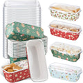 Maxcheck 40 Sets Christmas Loaf Pan with Lid Paper Disposable Baking Pans