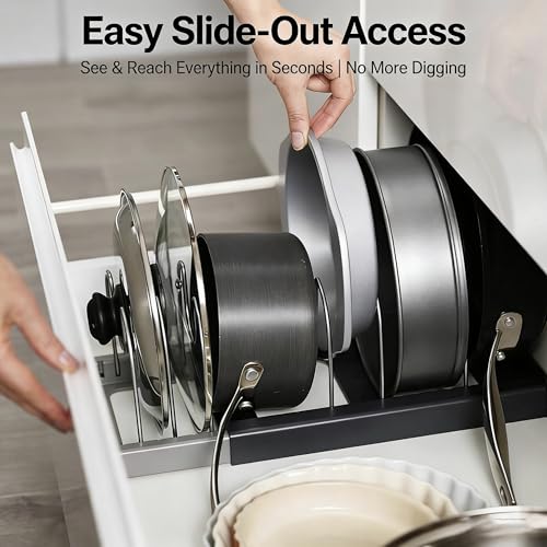 Pot Lid Organizer with 7 Dividers Expandable 12-22 Inch