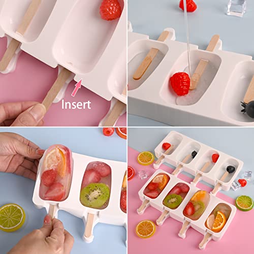 WMKGG Popsicle Silicone Molds Set, 2 PCS Ice Cream Molds - color: White