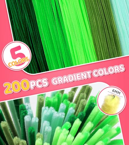 IOOLEEM Green Pipe Cleaners,200pcs in 5 Colors - color: Green, size: 200 Count