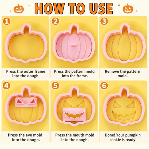 Halloween Cookie Cutters, 10Pcs Mini Pumpkin Cookie Stamps Set - color: Halloween Pumpkin