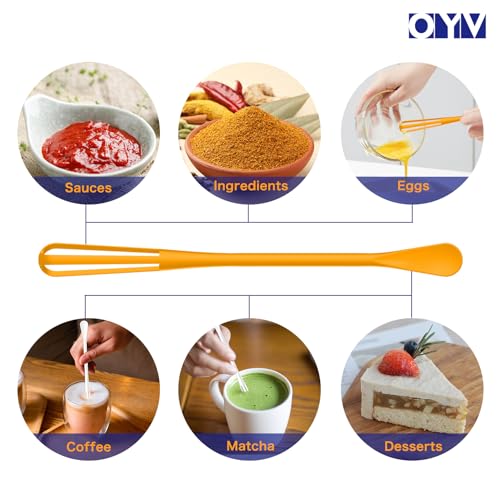 OYV 2-In-1 Mini Whisk and Spoon, Set of 2, 8.5-Inch, White/Yellow - color: White+Yellow