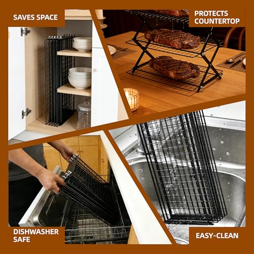 3 Tier Collapsible Cooling Rack Sourdough Cooling Rack 17"x10" - color: Black, size: 3-Tier